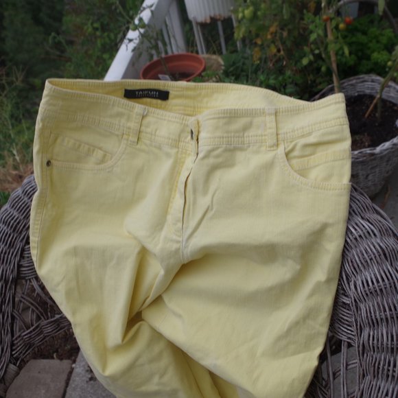 Yellow Capri Summer Pants Taiifun Collection Stretch - Picture 6 of 8